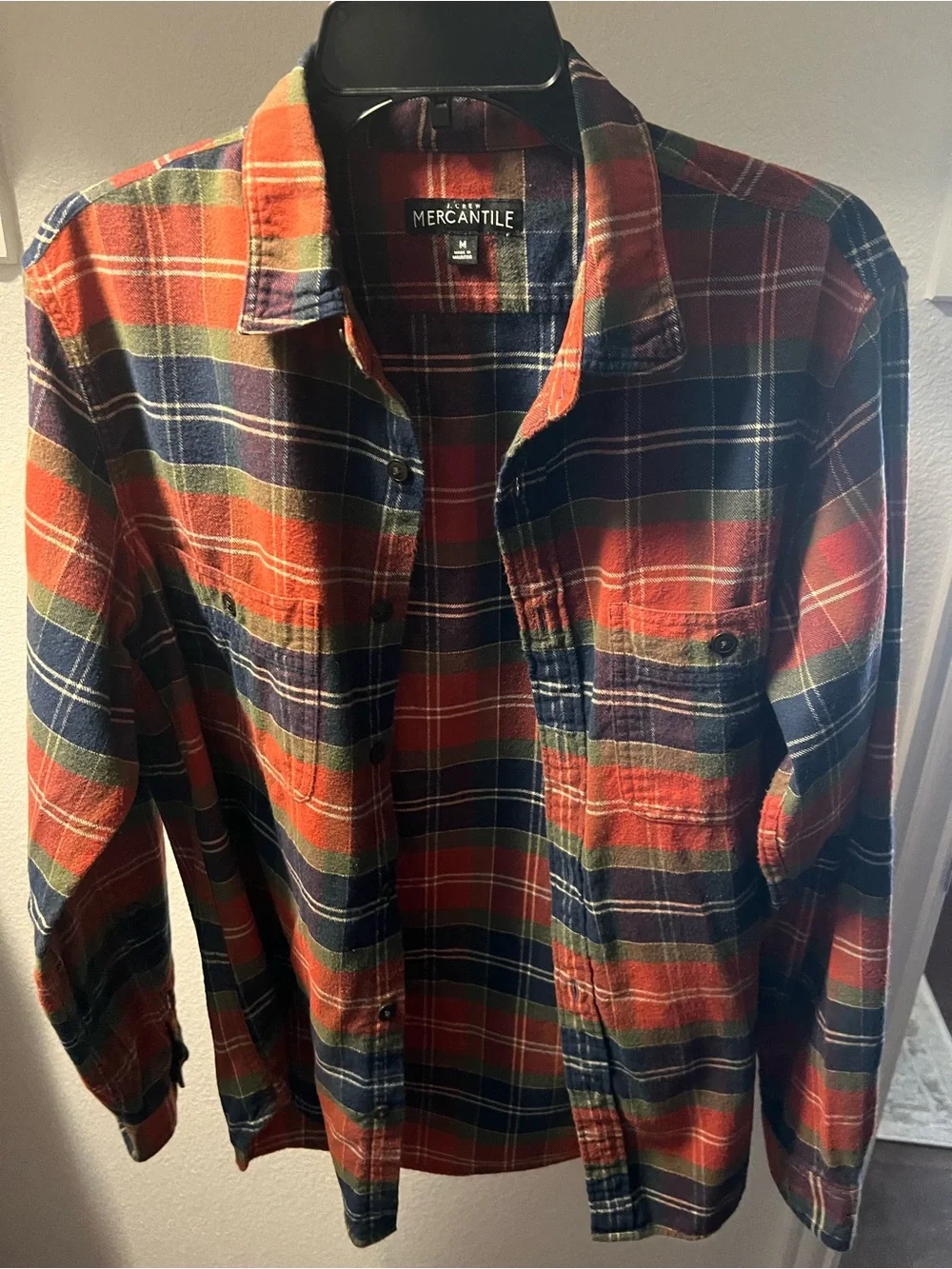 J. Crew Red and Navy Plaid Button-Down Shirt